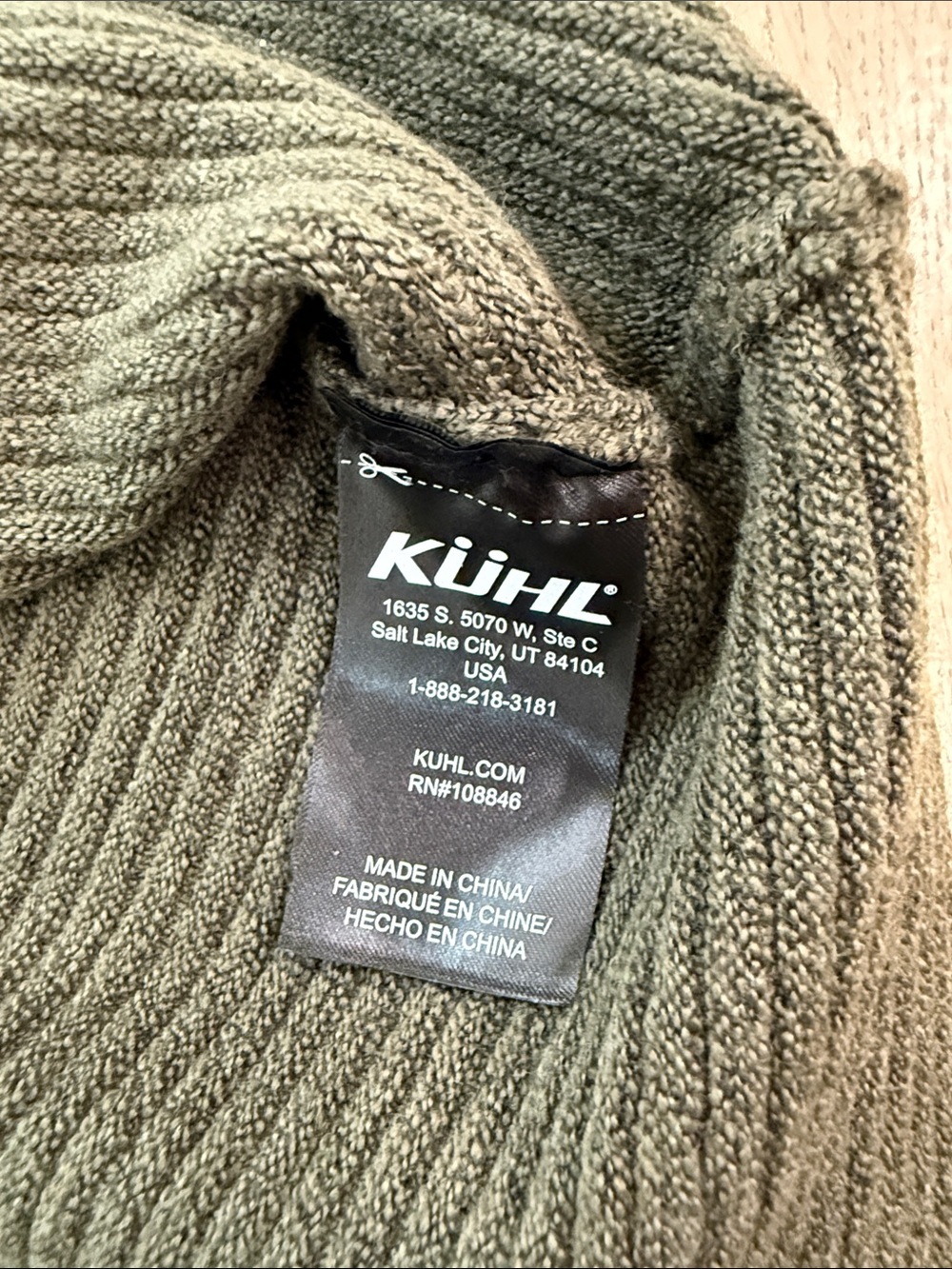 KUHL Lea Pullover Olive Green Ribbed Cowl Neck Sweater Size XS - Picture 4 of 7